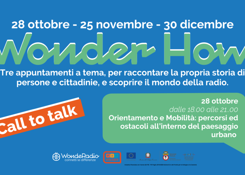 banner wonderhow call to talk, date dei prossimi incontri e descrizione dell'appuntamento del 28 ottobre